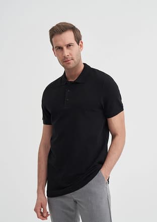 46130 Erkek Siyah Polo Yaka T-shirt - 2
