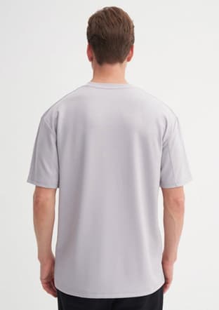 40070 Erkek Gri Bisiklet Yaka T-shirt - 3