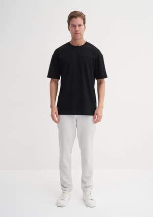 40070 Erkek Siyah Bisiklet Yaka T-shirt - 1