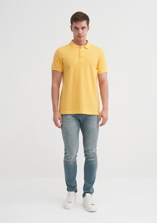 46130 Erkek Sarı Polo Yaka T-shirt - 1