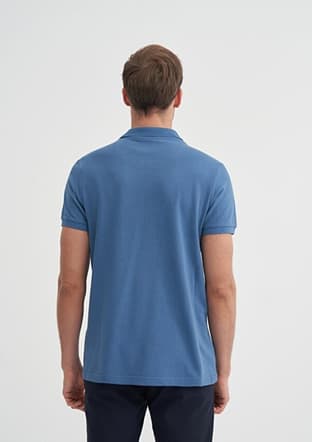 46130 Erkek Mavi Polo Yaka T-shirt - 2