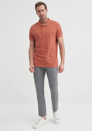 46130 Erkek Kahverengi Polo Yaka T-shirt - 1