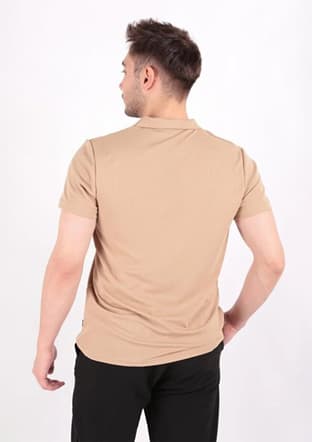 41830 Erkek Bej Bisiklet Yaka T-shirt - 2