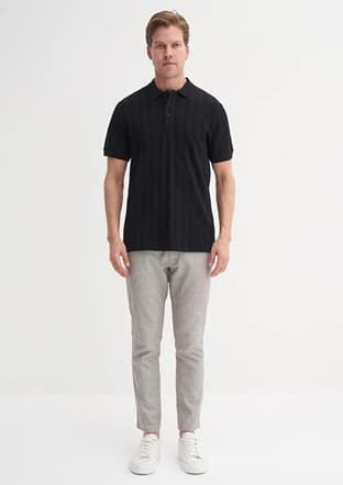41020 Erkek Siyah Polo Yaka T-shirt - 1