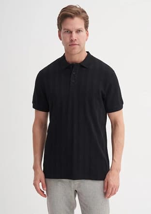 41020 Erkek Siyah Polo Yaka T-shirt - 2