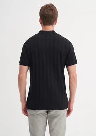 41020 Erkek Siyah Polo Yaka T-shirt - 3