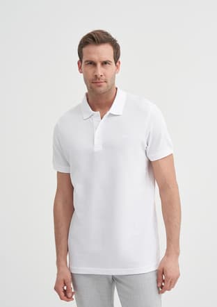 46130 Erkek Beyaz Polo Yaka T-shirt - 2