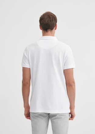 46130 Erkek Beyaz Polo Yaka T-shirt - 3