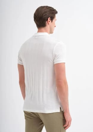 41020 Erkek Beyaz Polo Yaka T-shirt - 3