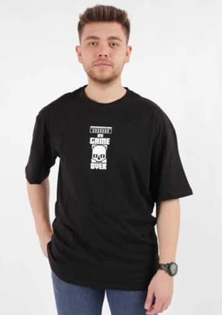 44170 Erkek Siyah Bisiklet Yaka T-shirt - 1