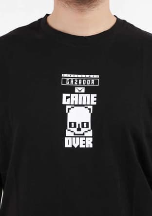 44170 Erkek Siyah Bisiklet Yaka T-shirt - 3