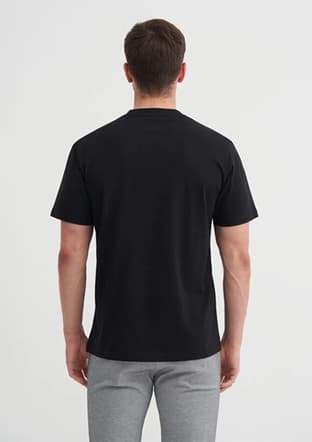 40850 Erkek Siyah Bisiklet Yaka T-shirt - 3