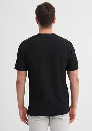 40510 Erkek Siyah Bisiklet Yaka T-shirt - 3