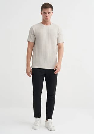 40510 Erkek Gri Bisiklet Yaka T-shirt - 2