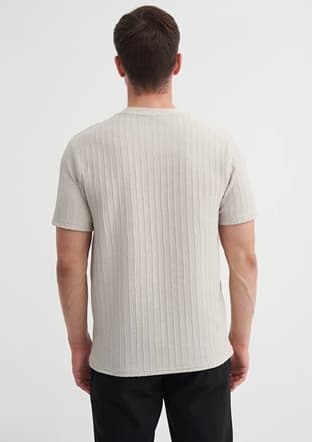 40510 Erkek Gri Bisiklet Yaka T-shirt - 3