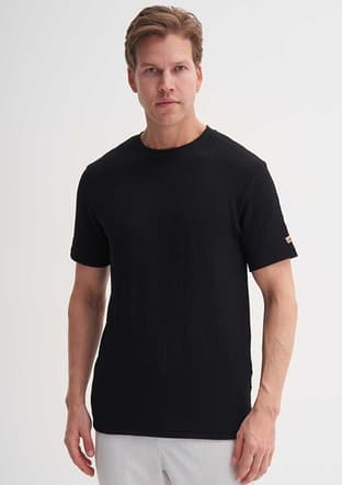 40500 Erkek Siyah Bisiklet Yaka T-shirt - 1