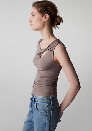 Is1260070063 Kadın Bej Basic T-shirt - 3