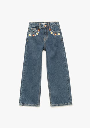 6Wkg40029Ad Kız Çocuk Lacivert Jean Pantolon - 1