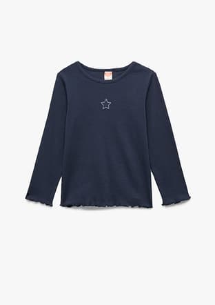 6Wmg10032Ak Kız Çocuk Lacivert Uzun Kol T-shirt - 1