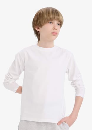 K1686A6Dfa1 Erkek Çocuk Beyaz Uzun Kol T-shirt - 3