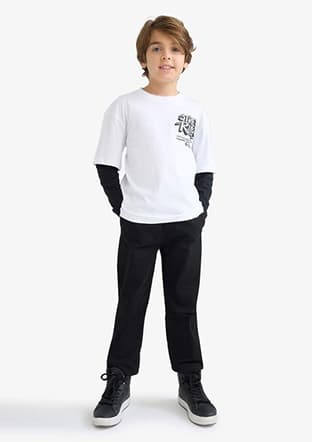 E9588A8Dfa Erkek Çocuk Beyaz Uzun Kol T-shirt - 2