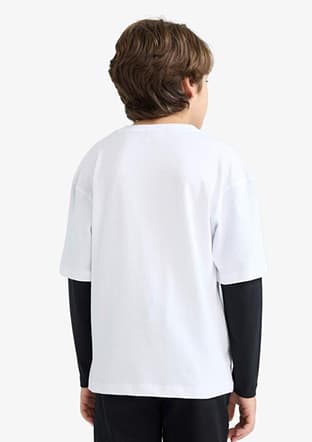E9588A8Dfa Erkek Çocuk Beyaz Uzun Kol T-shirt - 3