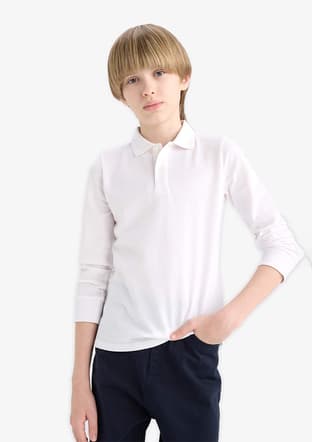 L0288A6Dfb1 Erkek Çocuk Beyaz Polo Yaka T-shirt - 2
