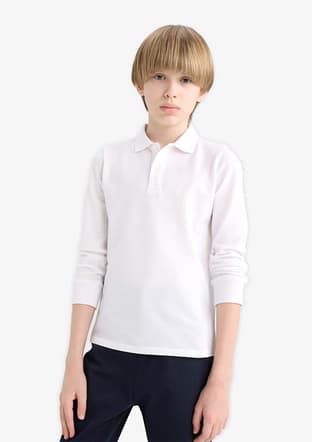 L0288A6Dfb1 Erkek Çocuk Beyaz Polo Yaka T-shirt - 3