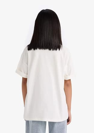 E9655A8Dfa Kız Çocuk Beyaz Kısa Kol T-shirt - 2