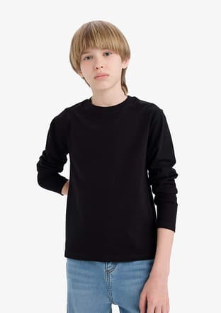 K1686A6Dfb1 Erkek Çocuk Siyah Uzun Kol T-shirt - 2
