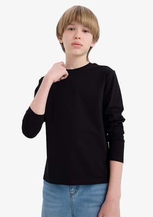 K1686A6Dfb1 Erkek Çocuk Siyah Uzun Kol T-shirt - 3