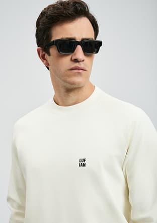 112030179 Erkek Beyaz Sweatshirt - 3