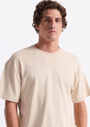 261 Lcm 242002 Erkek Bej O Yaka T-shirt - 1