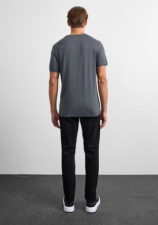 B35W10003 Erkek Antrasit Bisiklet Yaka T-shirt - 2