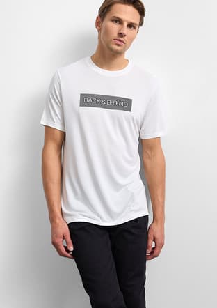 B35W10003 Erkek Beyaz Bisiklet Yaka T-shirt - 1