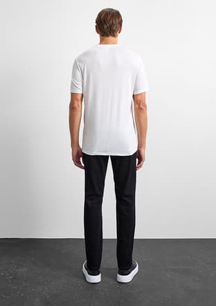 B35W10003 Erkek Beyaz Bisiklet Yaka T-shirt - 2