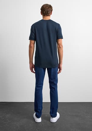 B35W10008 Erkek Lacivert Bisiklet Yaka T-shirt - 2