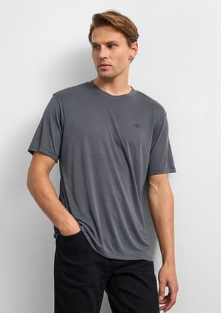 B35W10001 Erkek Antrasit Bisiklet Yaka T-shirt - 1