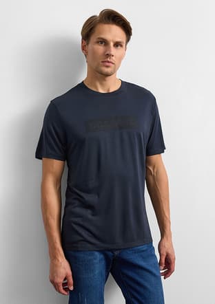 B35W10003 Erkek Siyah Bisiklet Yaka T-shirt - 1