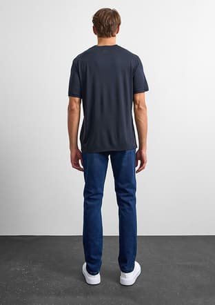 B35W10003 Erkek Siyah Bisiklet Yaka T-shirt - 2