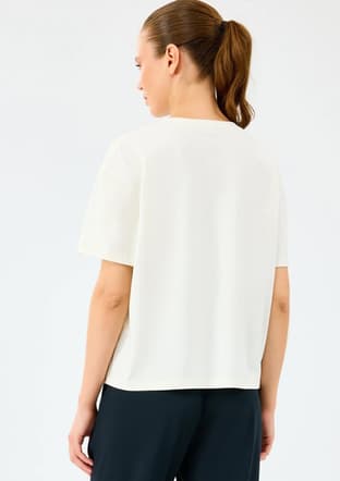 S2520239-3855 Kadın Beyaz Baskılı T-shirt - 3