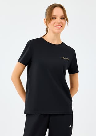 S2520239-3817 Kadın Siyah Baskılı T-shirt - 1