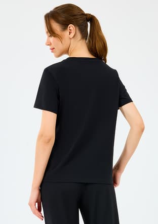 S2520239-3817 Kadın Siyah Baskılı T-shirt - 2