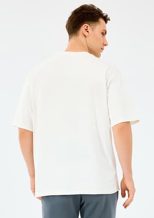 S2520120-3855 Erkek Beyaz Baskılı T-shirt - 2
