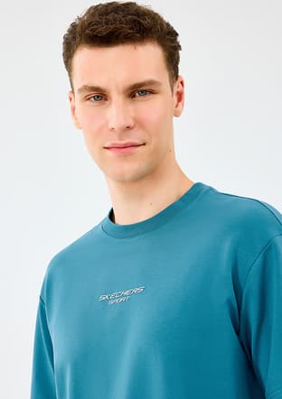 S231094-0730 Erkek Mavi Baskılı T-shirt - 3