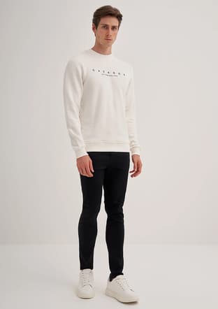 52350 Erkek Beyaz Sweatshirt - 1