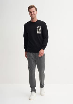 53805 Erkek Siyah Sweatshirt - 1