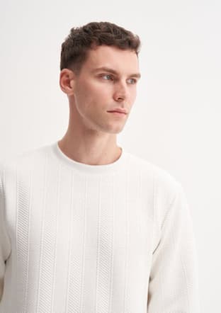 53395 Erkek Beyaz Sweatshirt - 3