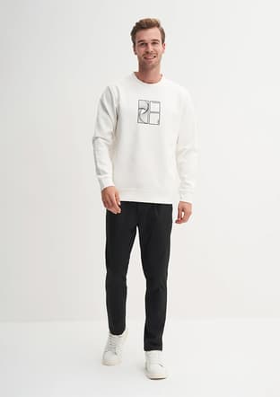 53290 Erkek Beyaz Sweatshirt - 1