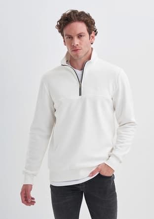 56180 Erkek Beyaz Sweatshirt - 1
